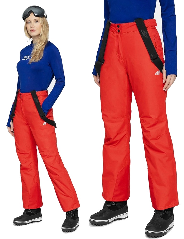 Damskie spodnie narciarskie 4F SPDN001 czerwony 2021